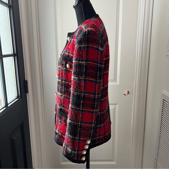 Vintage Women’s Boucle Red Plaid Blazer Size 12 - Picture 5 of 10
